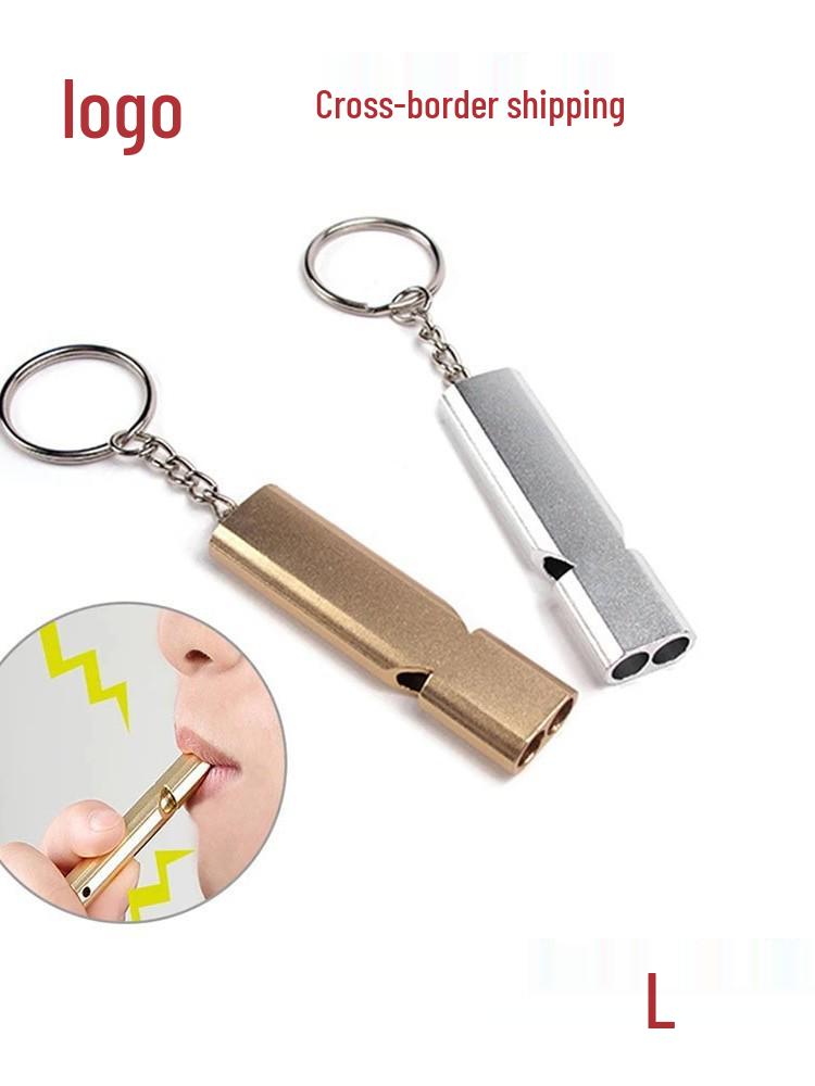 Aluminum Dual-Frequency Survival Whistle - Double Tube Outdoor Lifesaving EDC Tool