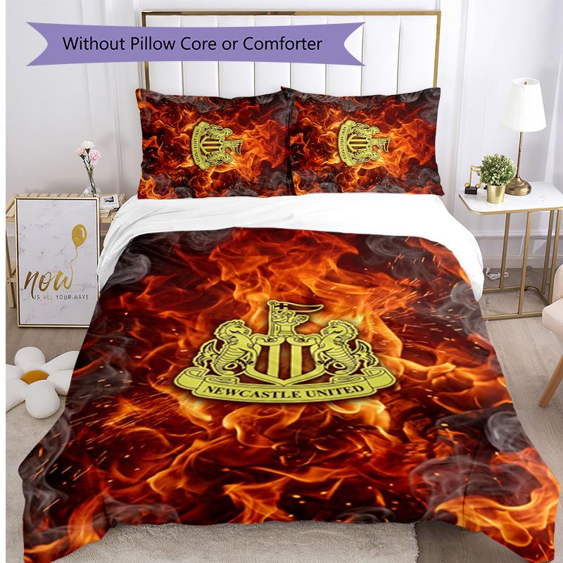 Newcastle United Football Printed 3 Pieces Bedding Set, Comfortable Skin Friendly Bedroom Duvet Cover Set