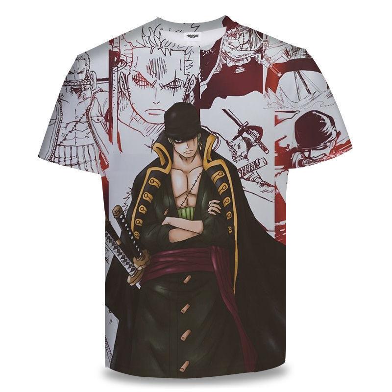 One Piece Zoro 3D Printing Anime Clothes Men's T-shirt Spring and Summer Short Sleeve Men's Trendy T-shirt Tops
