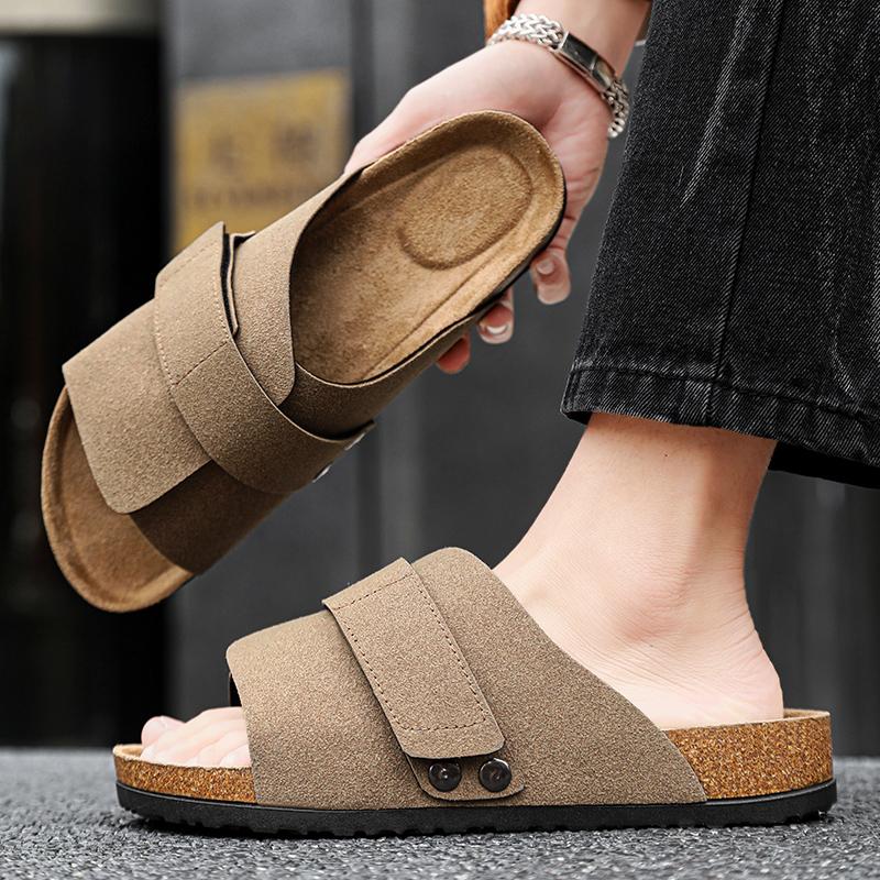 Новые модные летние уличные тапочки на толстой подошве из пробки для мужчин, удобные сандалии для пар, пляжные сандалии и тапочки для отдыха на пляже