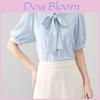 French Style White Butterfly Tie Blouse With Detachable Sash For Elegant Workwear
