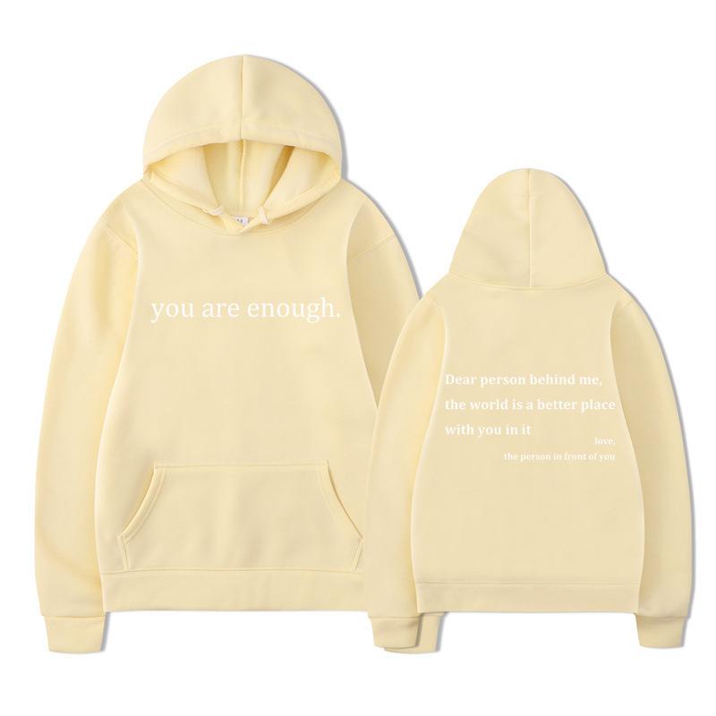 Новый принт YOU ARE ENOUGH Худи Осень Повседневный Мужской Худи Винтажный Унисекс Пуловер Графический Худи Топы Одежда Оверсайз