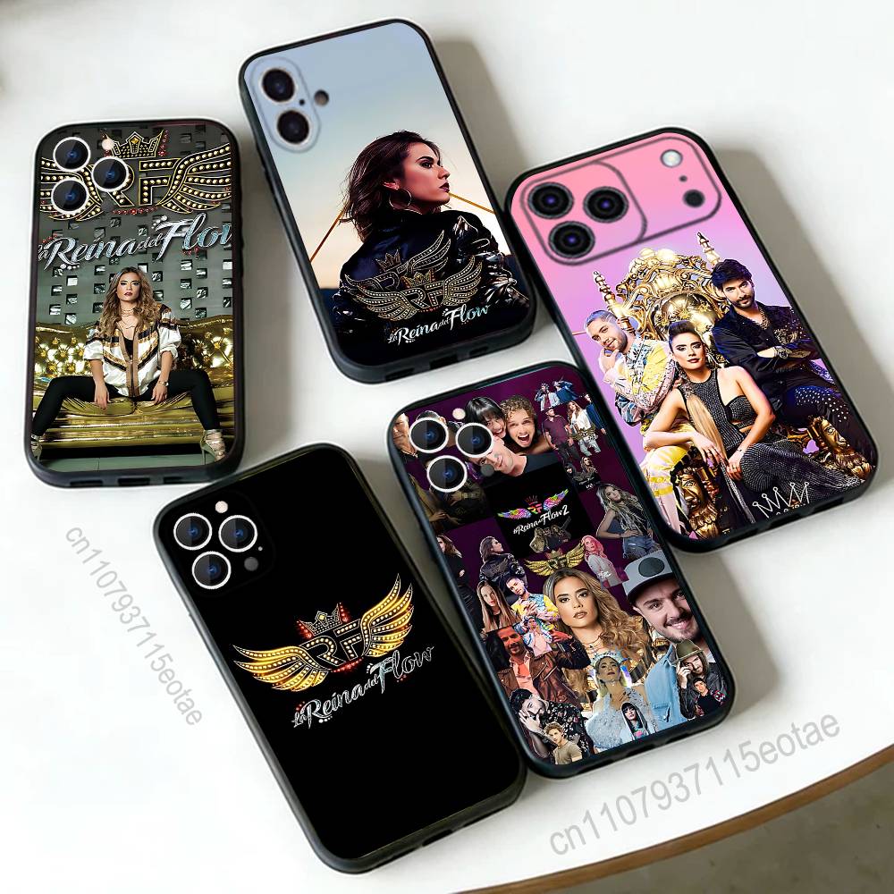 Queen of Flow La Reina Del Flow Phone Case Silicone Soft For IPhone 16,17,15,11,13,12,14,Mini,Pro,Max,Plus,Air,E Black
