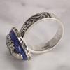 The Vampire Diaries Rings Real 925 Sterling Silver Rings for Men with Lapis Lazuli Natural Stone Jewelry