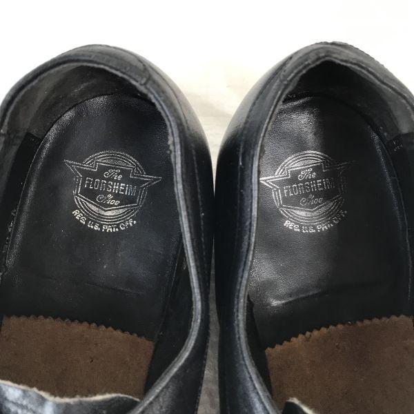 70-е - 80-е? Винтажные FLORSHEIM Войлок Коричневая Кожа Однотонный Носок 10E 27.5-28 Черные Туфли Деловые(ИСПОЛЬЗОВАЛ)