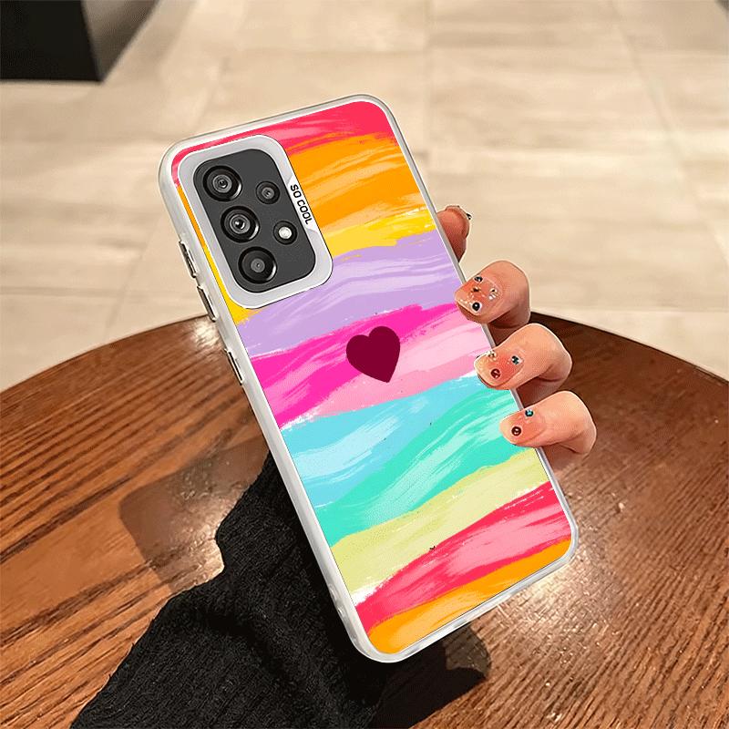 Rainbow Gradient Love Desgin Soft Phone Case for Samsung A17 A16 A15 A14 A13 A57 A56 A55 A54 A53 A37 A36 A35 A34 A33 A26 A25 A24