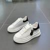 2025 Autumn New Leather Thick Baseplate Shoes Women's Versatile Small Height McQueen Shoes Casual Big White Shoes Single Shoes