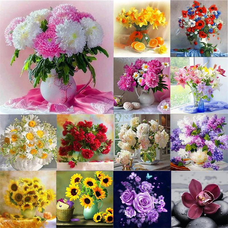 DIY Diamond Painting Flowers Cross Stitch Kit Mosaic Art Diamond Painting Full Circle/Square Diamond Home Decoration