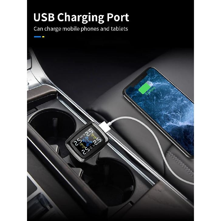 Jansite Car TPMS Cigarette Lighter Tire Pressure Monitoring System Sensors Auto Security Tpsm Sensor Adjustable Display Angle