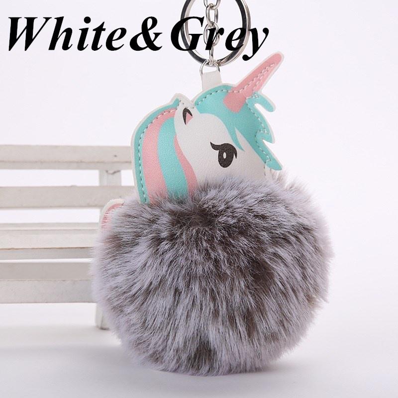 14 цветов брелок с помпоном в виде единорога из искусственного меха кролика, брелок для ключей, автомобильные аксессуары, лошадь Porte