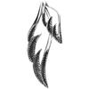 Серебряная подвеска в виде двойного крыла, черный кулон, серебро 925 пробы, подвеска, крыло, перо, тонкий черный [Синдзюку Кура] (Нет цепи)