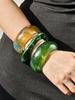 Retro Geometric Irregular Square Green Smudge Chunky Resin Bracelet for Women Girl Vintage Bangle HUANZHI 2025 NEW
