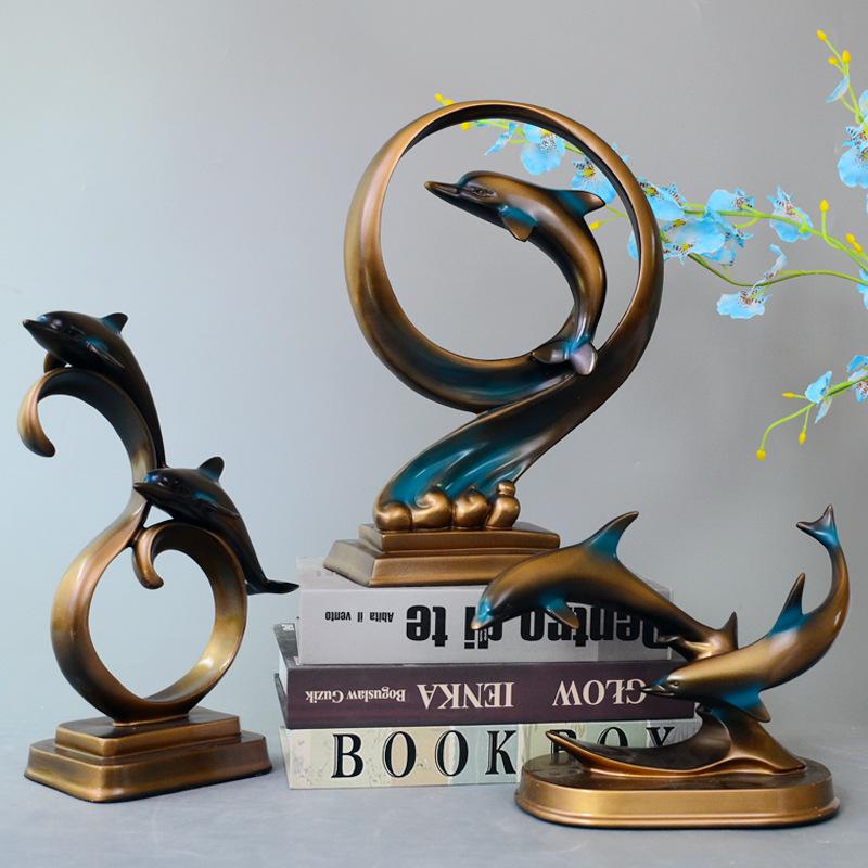 Украшения в виде дельфинов в скандинавском стиле, аксессуары для дома, украшение для гостиной, винный шкаф, современное простое, креативное украшение из смолы