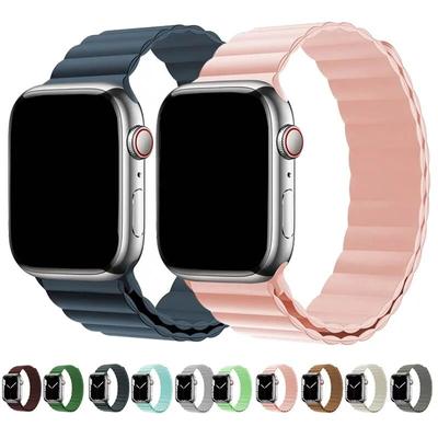 Ремешок для Apple Watch Band 44 мм, 40 мм, 45 мм, 41 мм, 42 мм, 38 мм, силиконовый браслет с магнитной петлей iWatch Series 8 7 Ultra 3 5 6 SE