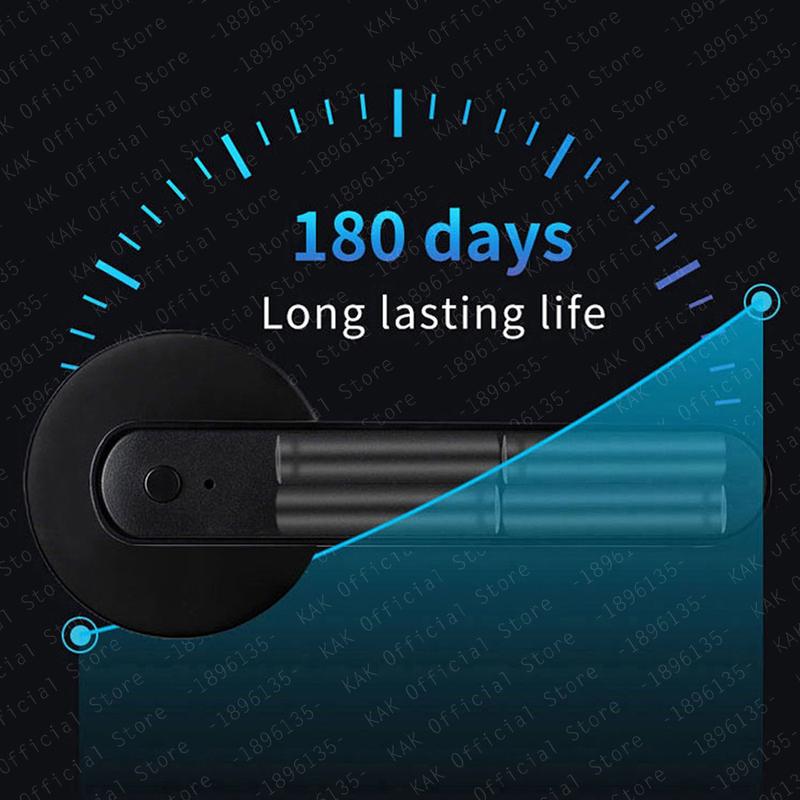 KAK Tuya Handle Fingerprint Key Card Digital Smart Door Lock Keypad Key Entry Electronic Lock 180 Days Super Long Standby Time