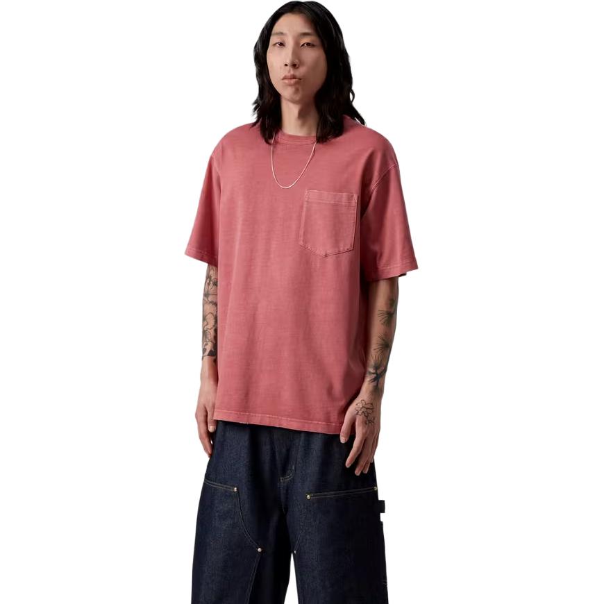 Carhartt WIP SS26 Свободная футболка с коротким рукавом, эффект винтажной стирки, унисекс, топ I035957-33G-B7