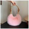 White Fur Autumn/winter New Niche Item Wood Grain Design Small Cloud Bun Bag