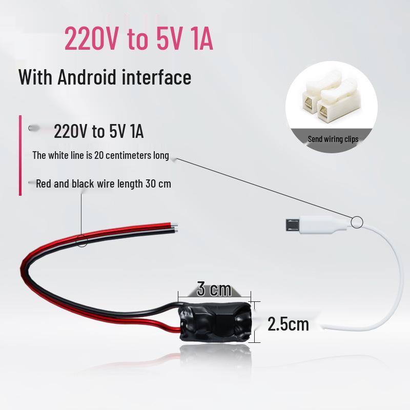 4K Wireless Camera 220V to 5V DC Step-Down Converter, USB Voltage 1A Power Supply