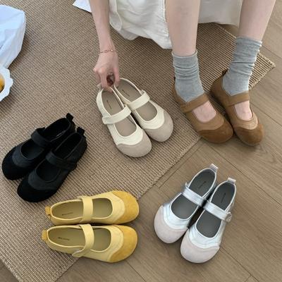 Туфли Мэри Джейн на плоской подошве в стиле ретро женские 2025 корейская версия новые матовая коровья кожа круглый носок мягкая кожа Doudou Birkenstocks