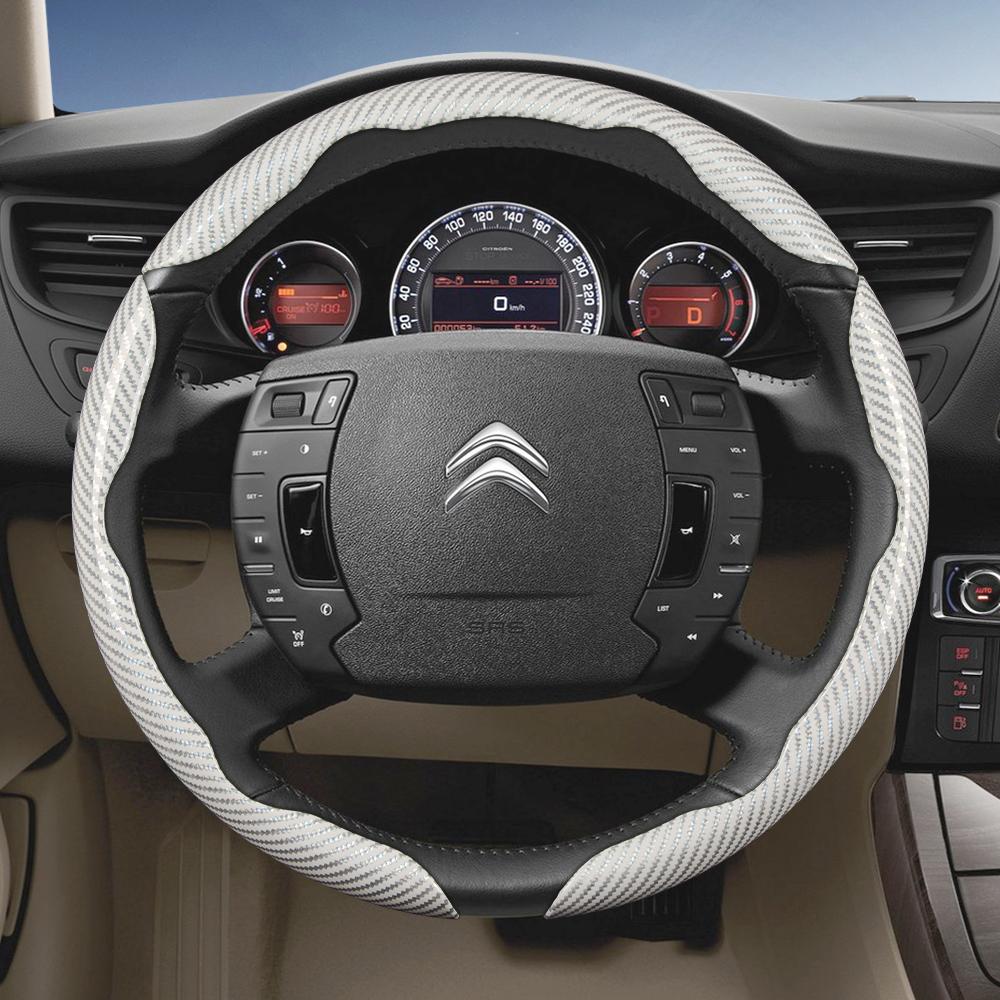 Подходит для Citroen Рулевое колесо с текстурой под карбон, Сегментированный дизайн с быстрой фиксацией, Прочные черные аксессуары для моделей, таких как C3, C