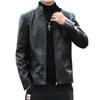 Мужская кожаная куртка Весна и осень Куртка-локомотив Воротник-стойка Мужская верхняя модная короткая кожаная куртка Бархатная кожаная куртка