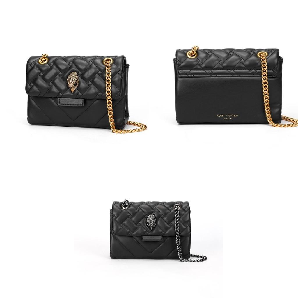 Kurt Black Geiger Crossbody Bag Chain Rhomboid Grid Eagle Head Decorate Gift