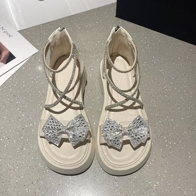 Сандалии Butterfly Knot для женщин 2024 года, летняя новая мода, корейская версия, толстая подошва, универсальные, легкие, удобные, одинарные туфли