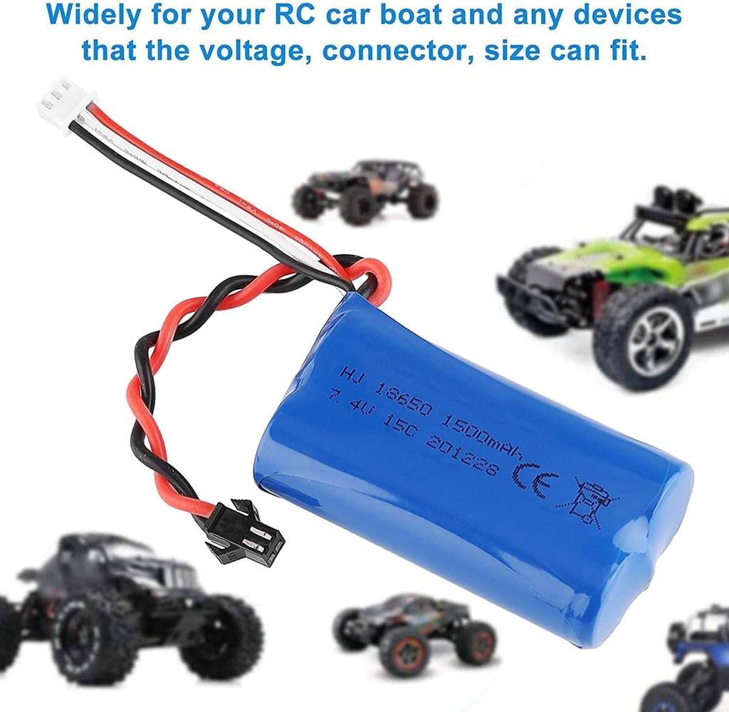 Lipo Battery 1500mAh 7.4V 2S with USB Charging Cable – Compatible with RC Toys U12A S033G Q1 H101 – SM-2P Connector – Long Duration