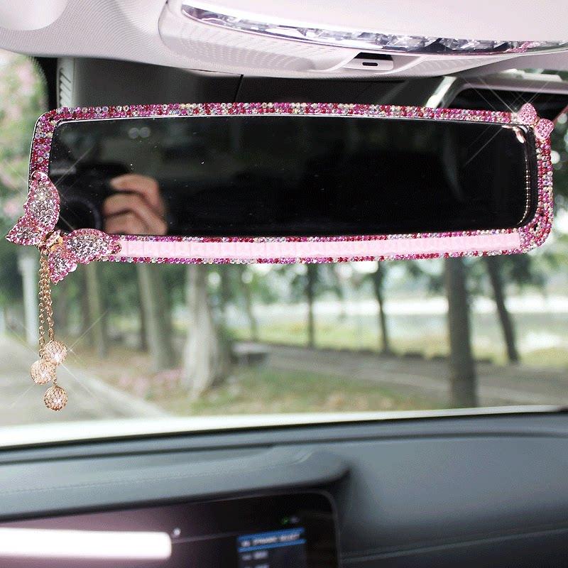 Кисточки Хрустальные Зеркало Заднего Вида Автомобиля Аксессуары для Салона Блестящие Стразы Бабочка Украшение Зеркала Автомобиля Для Женщины