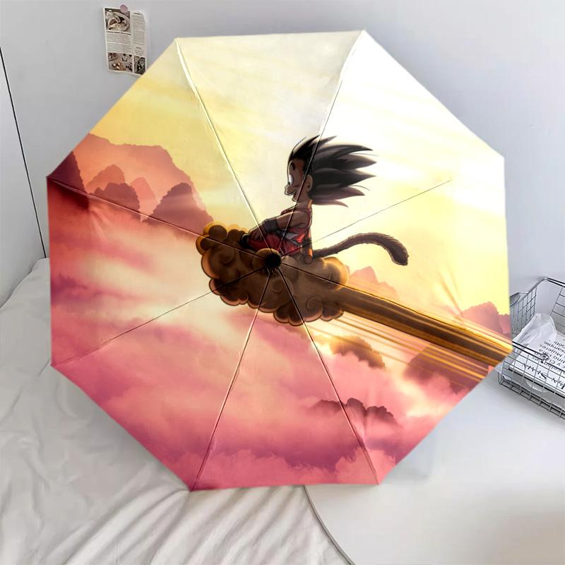 Зонт-автомат с рисунком персонажей Dragon Ball Z, портативный и складной дизайн, 8 спиц, рождественский или подарочный на день рождения.