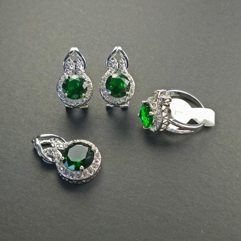 Gourd Necklace Zircon Jewelry Set Luxury Necklace Ring Three-Piece Set Of Earrings Stud Set Mixed Batch Multicolor