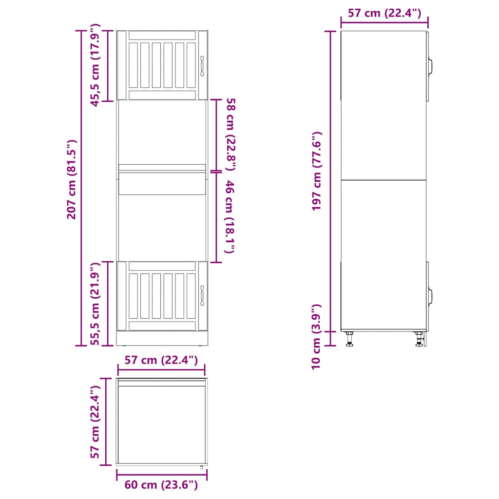 2 pcs Oven Housing Cabinets Lucca Black Wood Based Panel
