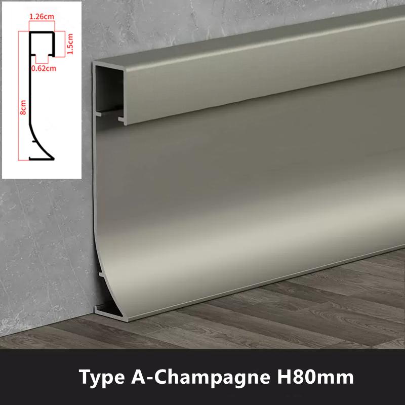 1 м H50/80 мм светодиодный плинтус алюминиевый профиль поверхностный твердый балочный световой канал металлический настенный плинтус линейный светильник молочный чехол
