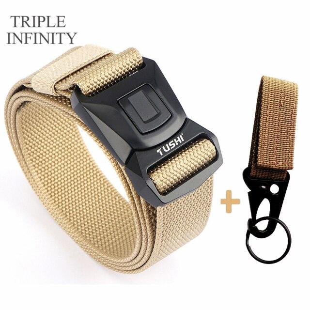 Новый мужской ремень для брюк, цинковый сплав, сменная пряжка, защитные мужские ремни для работы на открытом воздухе, быстросохнущий прочный нейлоновый повседневный вязаный ремень