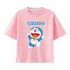 Pure Cotton Childrens Shortsleeved Tshirt for Summer Boys and Girls Halfsleeved Childrens Clothing with Doraemon Pattern