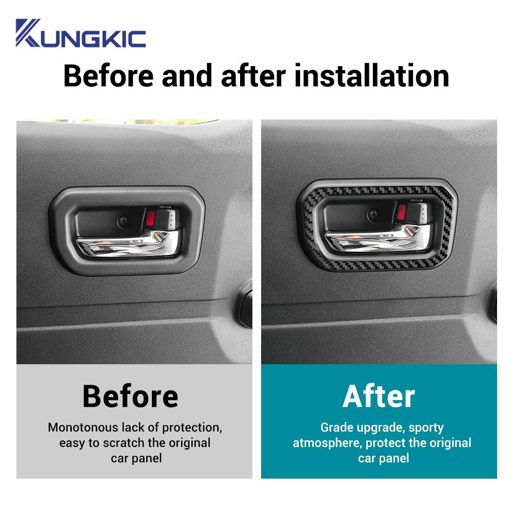 Наклейка из настоящего мягкого углеволокна для Suzuki Jimny 2019 2020 2025 2025 2025 2025 2025 LHD RHD Отделка рамки внутренней ручки двери автомобиля