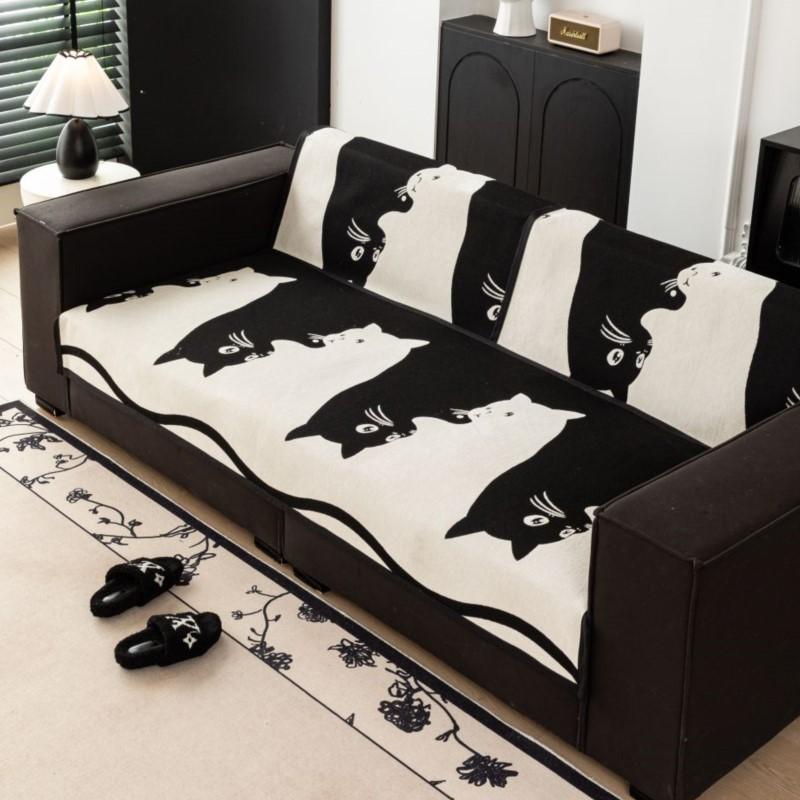 Зимний чехол из синели в полоску для кошек Funda Sofa Mats Living Home Non-Slip Sofa Cushion Couch Sofa Covers