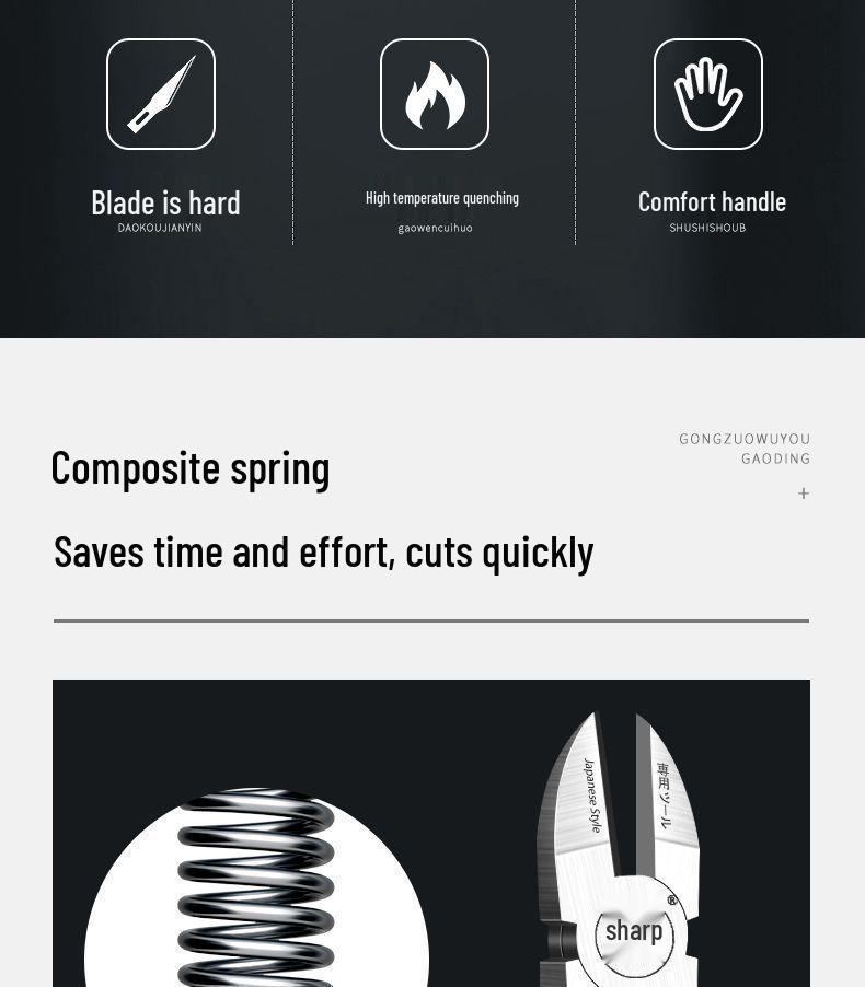 Японские многофункциональные диагональные плоскогубцы с пружинным механизмом для формирования бонсай и резки проволоки
