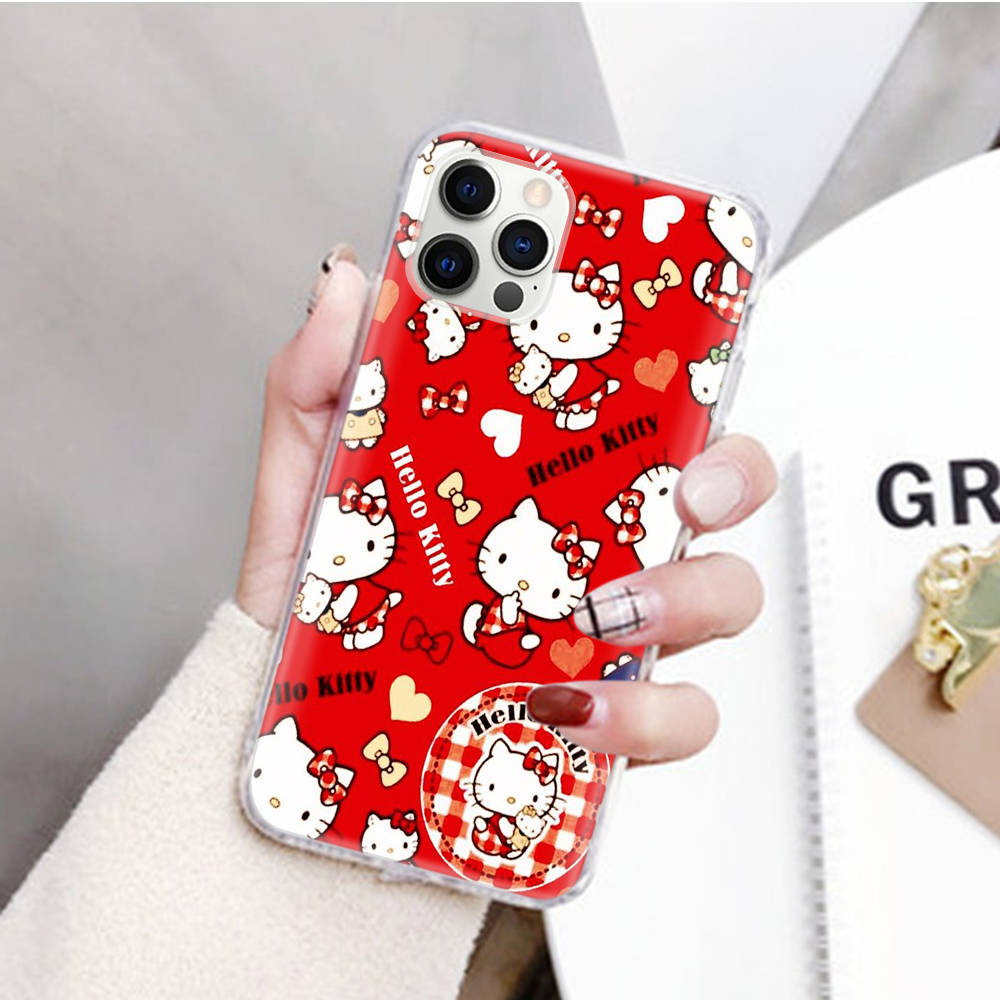 JZ19 Hello Kitty Прозрачный чехол для Samsung A04 A14 A23 M33 M53 Realme 10 9 C35 C55 VIVO Y02 X80 Infinix Hot 30 Note 11 Tecno Spark 8P Pro