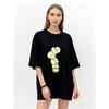 Oversized T Shirt Black Apple Slices Print Casual Everyday Wear