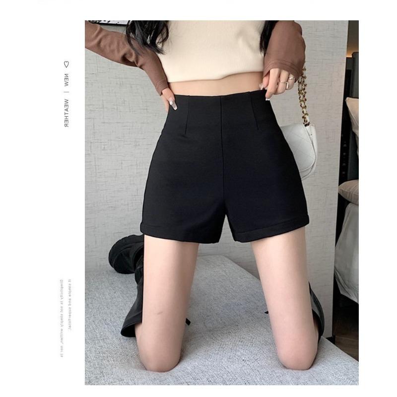 Шорты с высокой талией, женские, весенние и осенние, базовый черный костюм, американские девушки Spice Girls выглядят стройнее в летних шортах