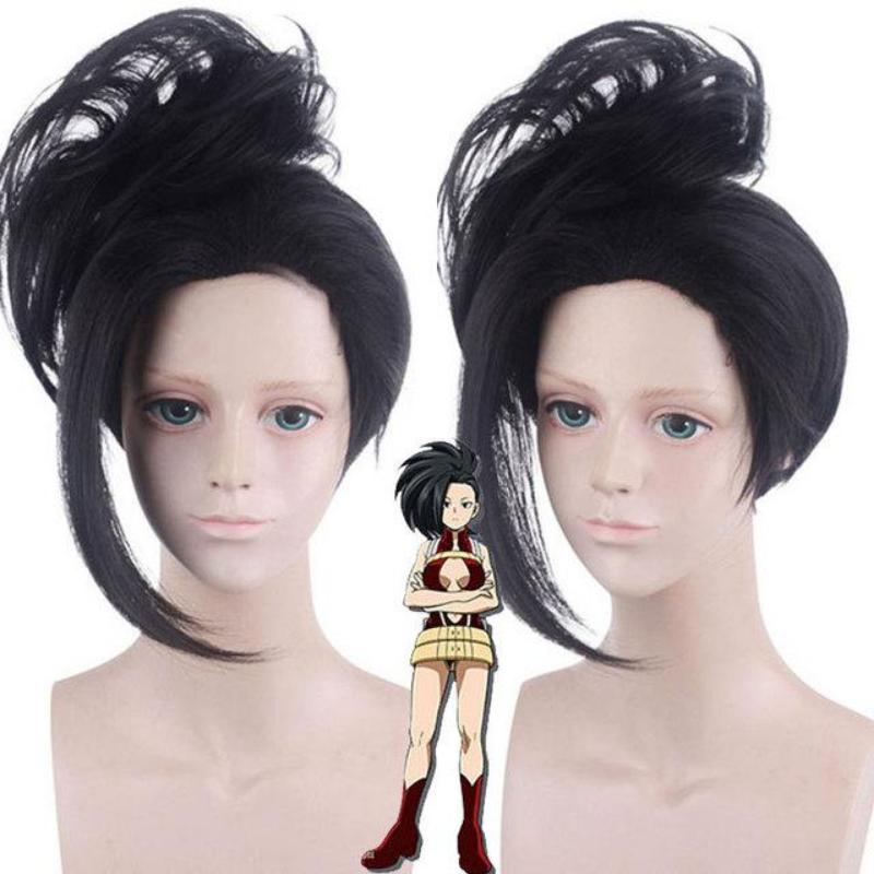 Аниме 35 см My Hero Academia Baku no Hero Momo Yaoyorozu короткий черный хвост термостойкие костюмы для косплея парик