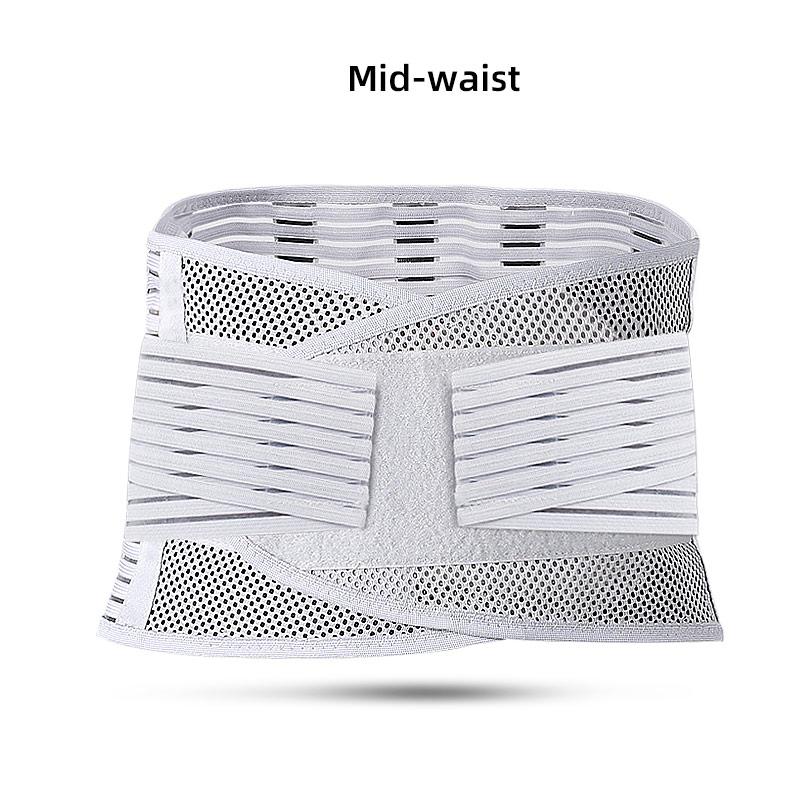 Lumbar Support Belt Lumbosacral Back Brace Design Adjustable Support Straps Anti-skid Waist Belt with Stays Breathable Mesh Gray
