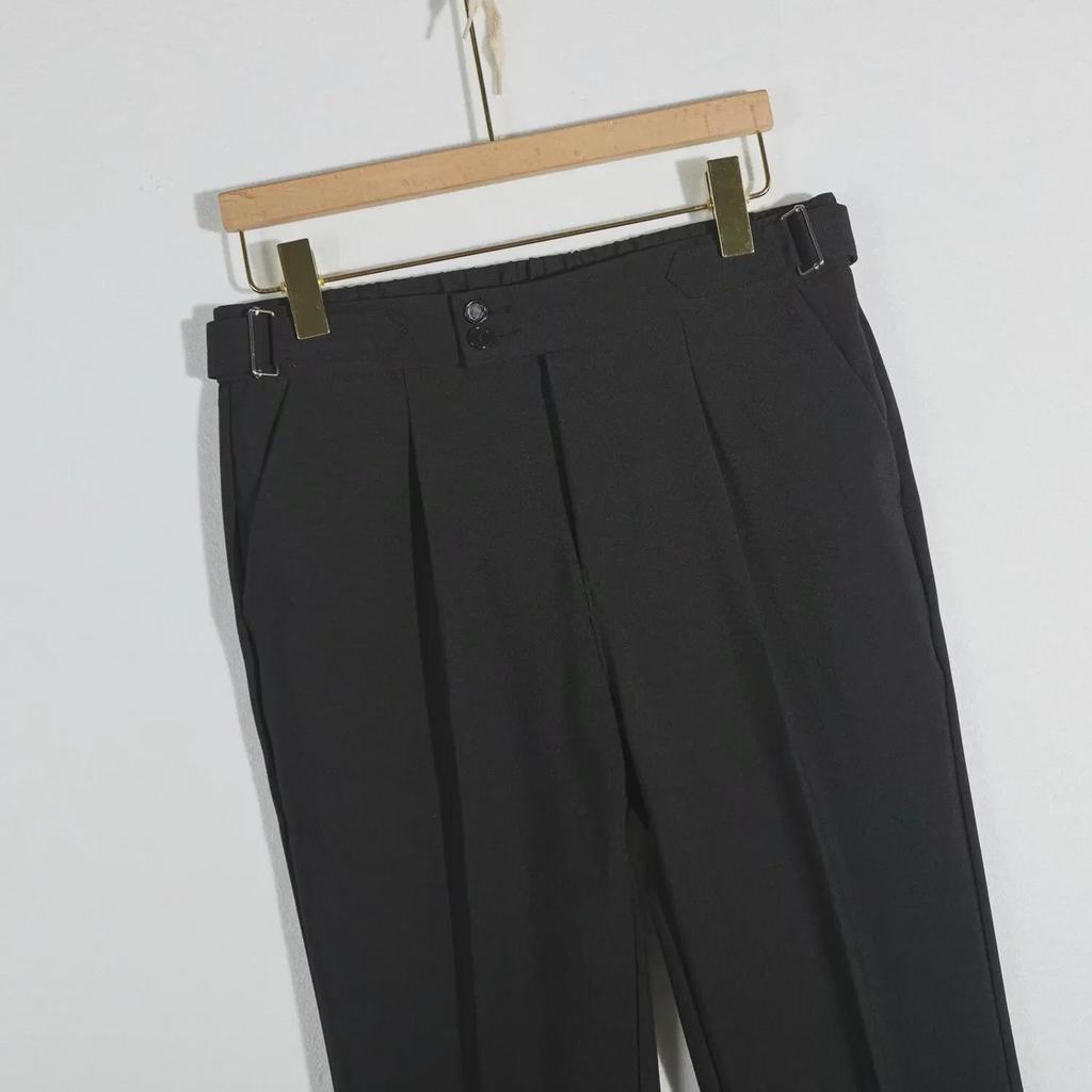 Men's Casual Loose Fit High-Waist Suit Pants - Spring & Autumn, Italian-Style, Nine-Point Length