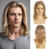 Synthetic Natural Mix Blonde Wig Long Curly Hair for Men Daily Use Layered Wig with Bangs Patient Gift Outfits Costume