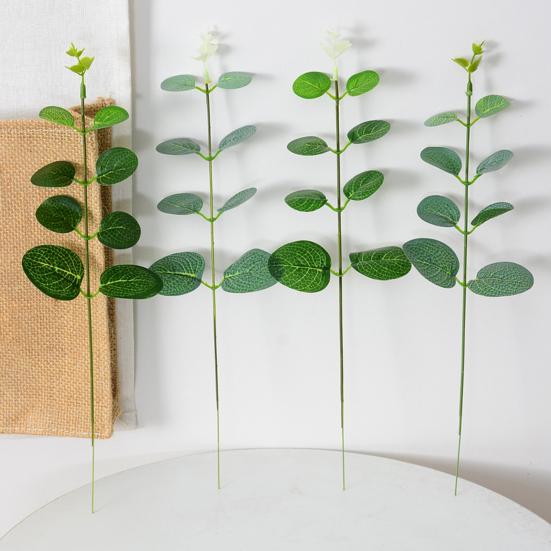 10 шт., искусственные листья эвкалипта, ветка со стеблем, реалистичные многоразовые искусственные зеленые растения, зелень, домашний стол, центральное украшение, реквизит для фото