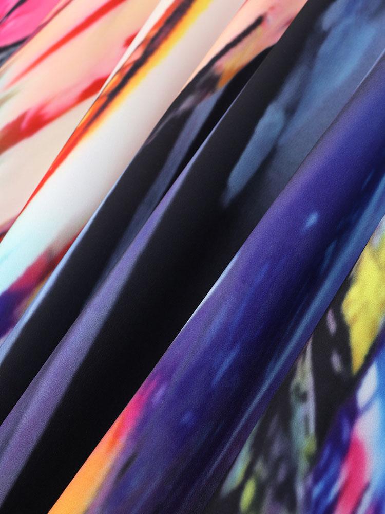 EDOLYNSA Plus Size Multicolor Printed Kaftan Dress For Women Outfit Boho Vacation V-neck Split Robe Summer Beachwear Swimsuit Cover Up Q1588