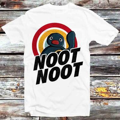 230 г/м² 100% хлопок Noot Noot Pingu Радужная Мультяшная Аниме Манга Футболка Винтаж Ретро Крутой Подарок Мужская Женская Унисекс Мультяшная Аниме Топ Футболка B429