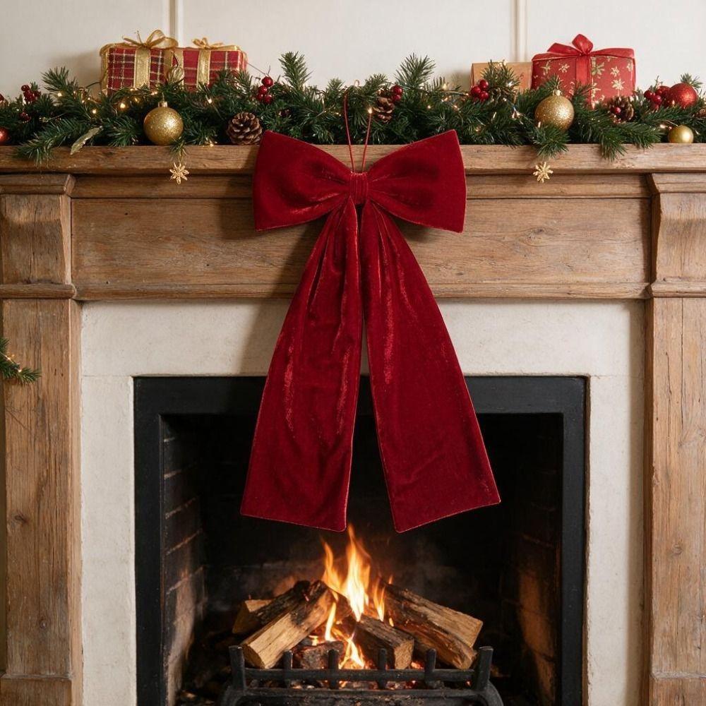 Drapey Christmas Tree Bowknot Silky Smooth Xmas Flannelette Bow Hanging Bow Pendant Holidays