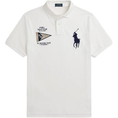 Polo Custom Slim Fit Вышитая буквами животных футболка-поло с коротким рукавом Мужские топы Выбеленный MNPOKNI1N822929-100